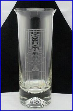 Frank Lloyd Wright Style Large Vase with Etched Design. Made by Mikasa