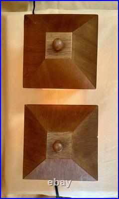Frank Lloyd Wright Style Mission 2 Table Lamps Amber And White Stained Glass