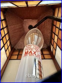 Frank Lloyd Wright Style Mission 2 Table Lamps Amber And White Stained Glass