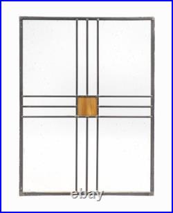 Frank Lloyd Wright Style Stained Glass Window Vintage Set Mid Century Bubble Art