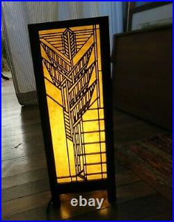 Frank Lloyd Wright Sumac Lightbox Lamp Large Light Wave Laser Cherry Veneer