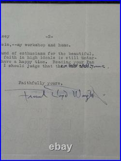 Frank Lloyd Wright TLS Signed Letter 1928 Taliesin Albert Kelsey Louis Sullivan