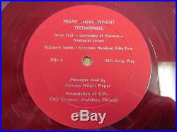 Frank Lloyd Wright Testimonial, rare 1955 2 LP recording University of Wisconsin