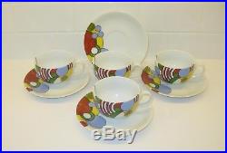 Frank Lloyd Wright Tiffany & Co Cabaret pattern art deco set of 4 cups & saucers