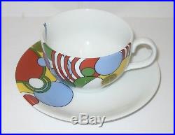 Frank Lloyd Wright Tiffany & Co Cabaret pattern art deco set of 4 cups & saucers