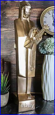 Frank Lloyd Wright Tribal Indian Warrior Chief Nakomis Statue In Gold Patina