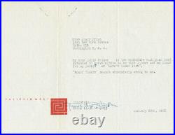 Frank Lloyd Wright Typed Letter Signed 01/28/1953