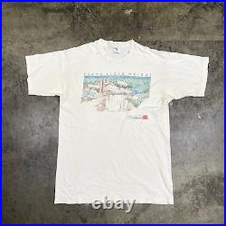 Frank Lloyd Wright USA Falling Water T-Shirt 90s Single Stitch Tee, White Large