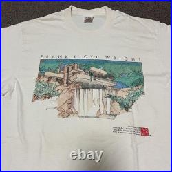Frank Lloyd Wright Vintage 90s T-Shirt Waterfall Sketch L Mint Condition