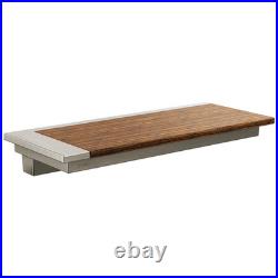 Frank Lloyd Wright Wall Mount Bathroom Shelf, 12 in, Luxe Nickel with Teak