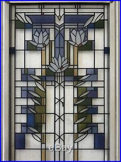 Frank Lloyd Wright Waterlilies Stained Glass Art Panel Certified Foundation Tag