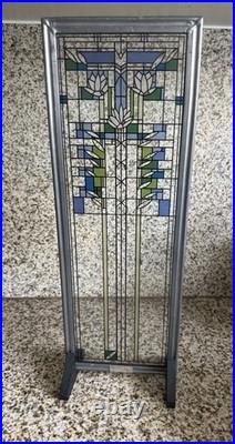 Frank Lloyd Wright Waterlilies Stained Glass Panel Steel Frame Decor Stands