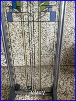 Frank Lloyd Wright Waterlilies Stained Glass Panel Steel Frame Decor Stands