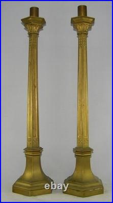 Frank Lloyd Wright Wiener Werkstatte Influenced Antique Bronze 2 Candlesticks