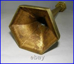 Frank Lloyd Wright Wiener Werkstatte Influenced Antique Bronze 2 Candlesticks
