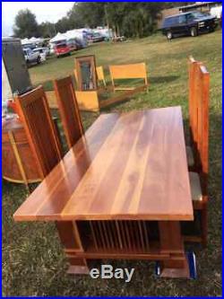 Frank Lloyd Wright-inspired Custom-made Solid Cherry Table with4 Chairs