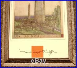 Frank Lloyd Wright lithograph, The Illinois 1957, custom frame