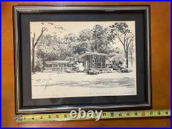 Frank Lloyd Wright's Isabel Robert's House Pencil Sketch By J. Hennessy