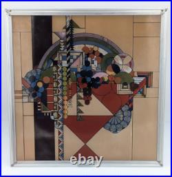 Frank Lloyd Wright's Sun Catcher Stained Glass Abstract Basket Fruit Bowl 11.5
