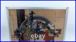 Frank Lloyd Wright's Sun Catcher Stained Glass Abstract Basket Fruit Bowl 11.5