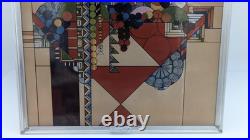 Frank Lloyd Wright's Sun Catcher Stained Glass Abstract Basket Fruit Bowl 11.5