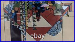 Frank Lloyd Wright's Sun Catcher Stained Glass Abstract Basket Fruit Bowl 11.5