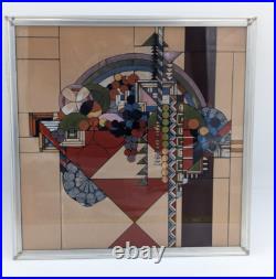 Frank Lloyd Wright's Sun Catcher Stained Glass Abstract Basket Fruit Bowl 11.5