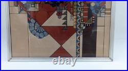 Frank Lloyd Wright's Sun Catcher Stained Glass Abstract Basket Fruit Bowl 11.5