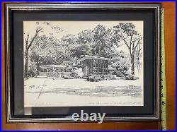 Frank Lloyd Wright's W. H. Winslow House Pencil Sketch By J. Hennessy Lithograph