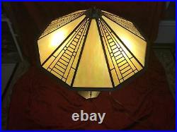 Fred Ramond Chandelier / Lamp Frank Lloyd Wright /Tiffany Iridescent Glass Style