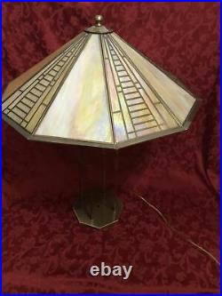 Fred Ramond Chandelier / Lamp Frank Lloyd Wright /Tiffany Iridescent Glass Style