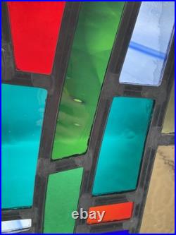 GORGEOUS STAINED GLASS PANEL Abstract Modern Geometric Frank Lloyd Wright Style