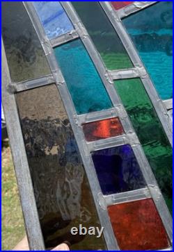 GORGEOUS STAINED GLASS PANEL Abstract Modern Geometric Frank Lloyd Wright Style