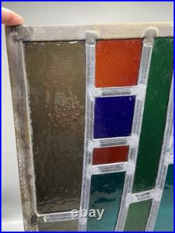 GORGEOUS STAINED GLASS PANEL Abstract Modern Geometric Frank Lloyd Wright Style