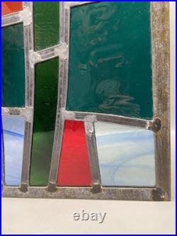 GORGEOUS STAINED GLASS PANEL Abstract Modern Geometric Frank Lloyd Wright Style