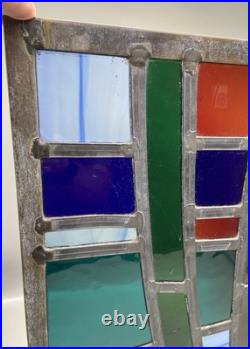 GORGEOUS STAINED GLASS PANEL Abstract Modern Geometric Frank Lloyd Wright Style