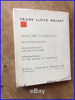Genius and the Mobocracy Frank Lloyd Wright 1E 1P in DJ SIGNED AND DATED SCARCE