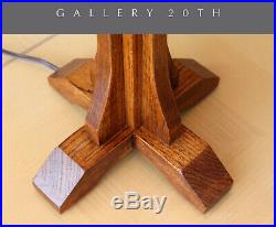 Gorgeous! Arts & Crafts Wood Table Lamp! Frank Lloyd Wright Walnut Tiffany Retro