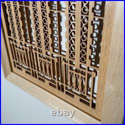 Gorgeous Frank Lloyd Wright Triple Tree of Life Wood Art Screen Wall Panel 26x14