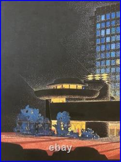 Guggenheim at Night Celebrating Frank Lloyd Wright Design Fine Art Lithograph