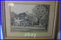 Hills-decaro Frank Lloyd Wright House, Original 1 Of 1 Pencil Drawing, Framed