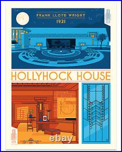 Hollyhock House Frank Lloyd Wright by Dave Perillo Ltd x/300 Screen Print MINT