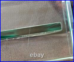 Impressive Etched Glass Mantel/Desk Clock, Bulova Frank Lloyd Wright Collection