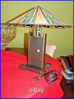 J404. Two Vintage Frank Lloyd Wright Dana House Arts Crafts Prairie Lamp