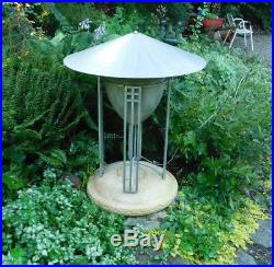 LARGE Mission/Frank Lloyd Wright Style Metal Shade Architectural Table Art Lamp