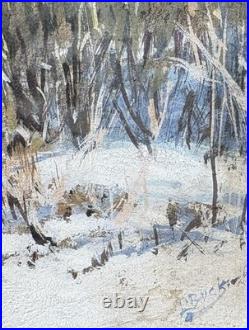 LAWRENCE BUCK Original Signed Gouache Painting Prairie School Frank Lloyd Wright