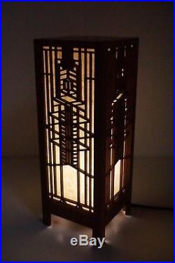 LIGHTWAVE LASER Frank Lloyd Wright Collection Teak MCM Midcentury Table Lamp