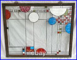 Large Vintage FRANK LLOYD WRIGHT Coonley Modern Stained Glass Window 40x32 RARE