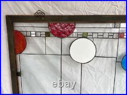 Large Vintage FRANK LLOYD WRIGHT Coonley Modern Stained Glass Window 40x32 RARE
