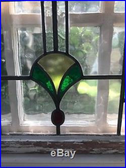 Leaded Stained Glass Window From England- Reminiscent Frank Lloyd Wright Pattern